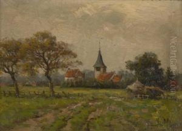 Vue De Village Oil Painting by Isidore Meyer