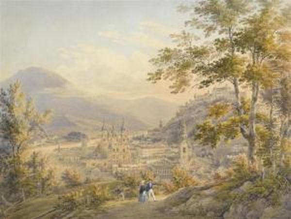 View Of Salzburg Oil Painting by Johann Jakob Meyer