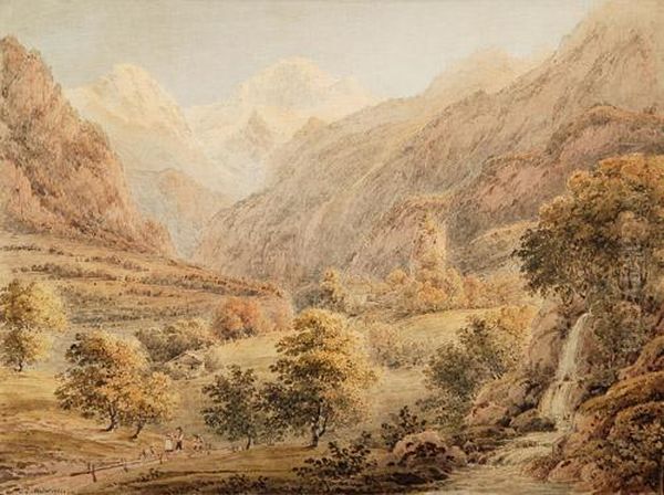 Blick Auf Die Burgruine Unspunnen Bei Interlaken Oil Painting by Johann Jakob Meyer