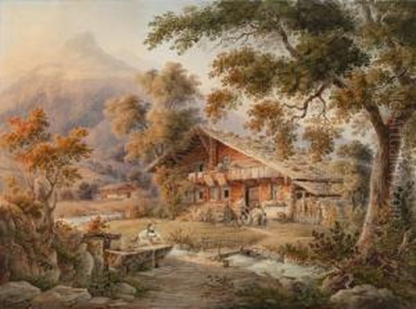 Hinteres Stockhorn, Cant. Bern Oil Painting by Johann Jakob Meyer