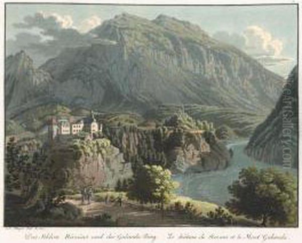 Die Bergstrassen Durch Den Kanton Graubunden Nach Dem Langen- Und Comersee Oil Painting by Johann Jakob Meyer