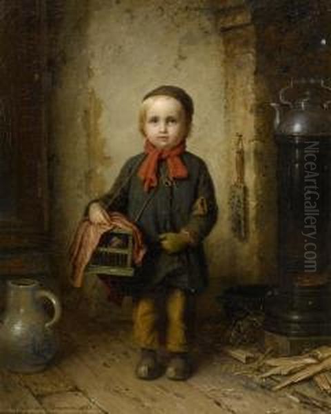 The Young Bird Seller Oil Painting by Meyer Georg von Bremen