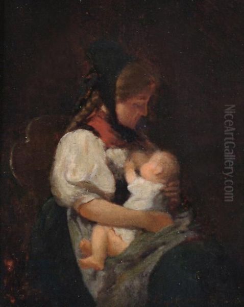 Mother And Child Oil Painting by Meyer Georg von Bremen