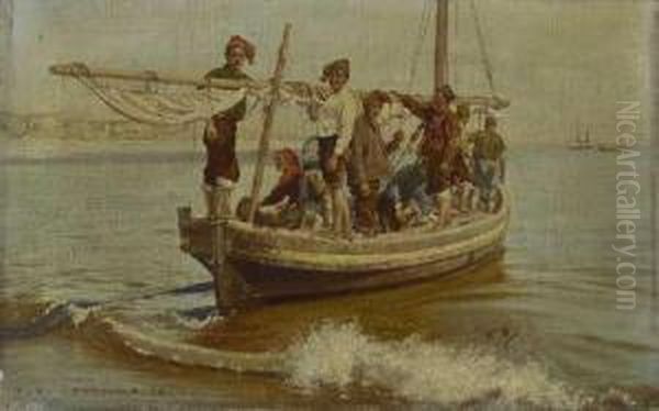 Ausfahrt Zum Fischfang. Oil Painting by Kunz Meyer-Waldeck