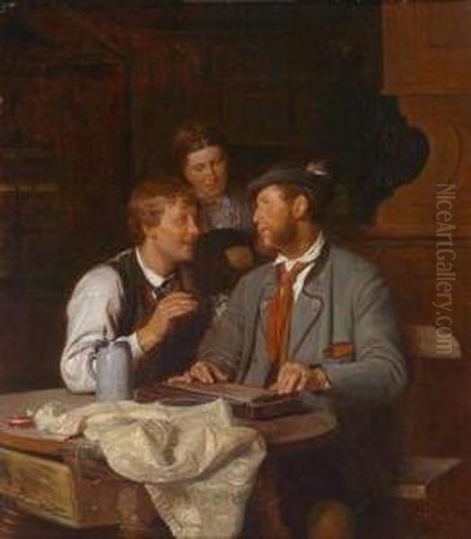 The Zither Player Oil Painting by Ferdinand Meyer-Wismar