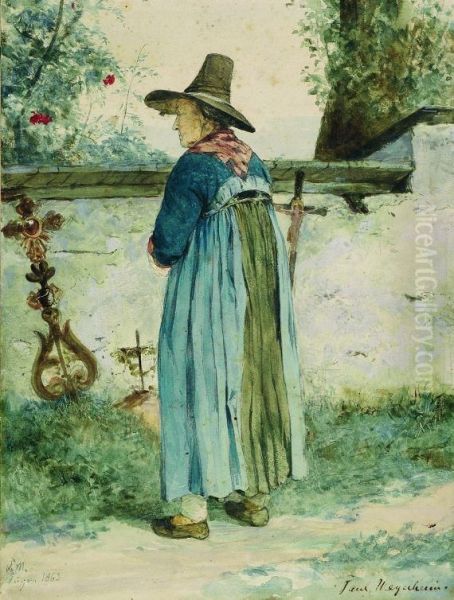 Altere Frau In Tiroler Tracht Oil Painting by Paul Friedrich Meyerheim