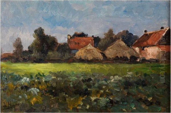 Landschaft Mit Bauerngehoften Oil Painting by Isidore Meyers