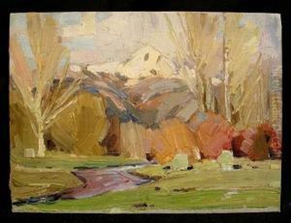 A Taos Landscape With A Stream, Circa 1929 Oil Painting by Ralph W. Meyers