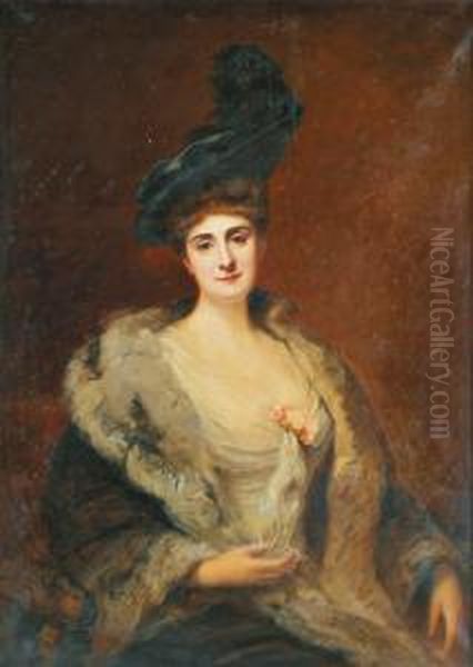 Portrait De La Comtesse De B Oil Painting by Charles Mezzara