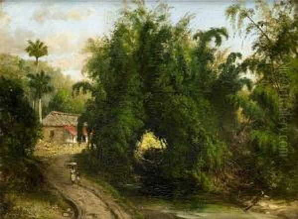 Rural Scene Near Havana, Cuba Oil Painting by Pierre Toussaint F. Mialhe