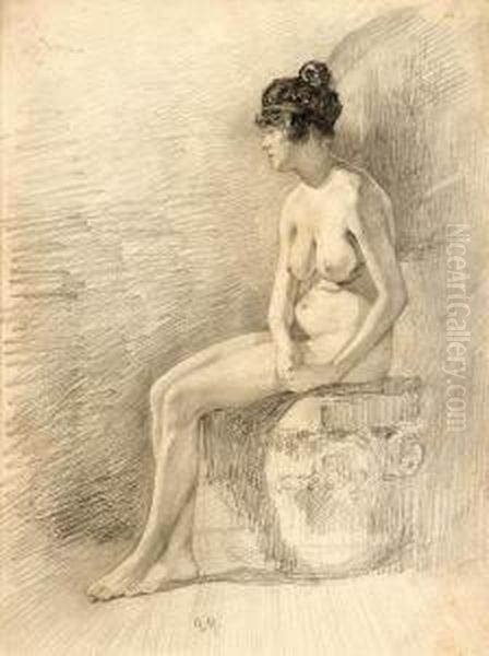 Nudo Di Donna Seduta Oil Painting by Giuseppe Micali