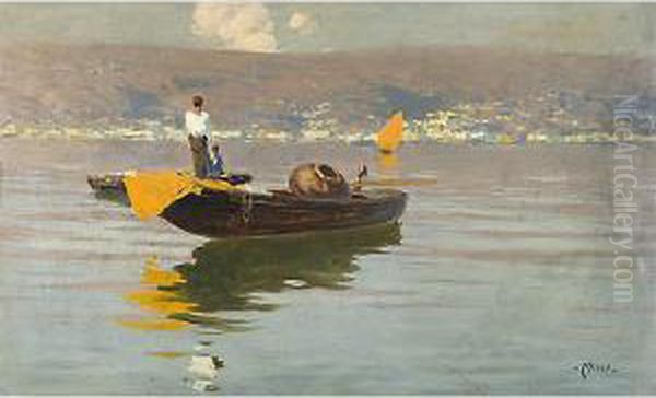 Pescatori Nel Golfo Di Trieste Oil Painting by Giuseppe Miceu