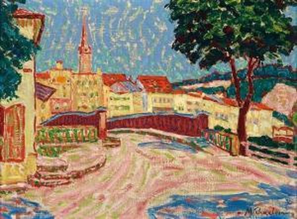 Stadtansicht Mit Brucke Oil Painting by Hans Michaelson