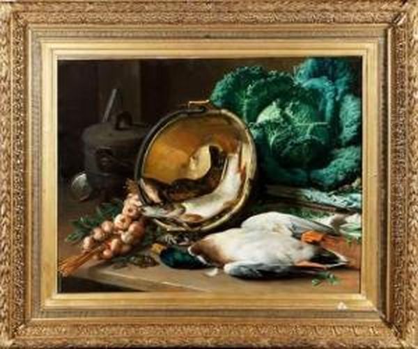 Nature Morte Aux Victuailles Oil Painting by Hippolyte Michaud