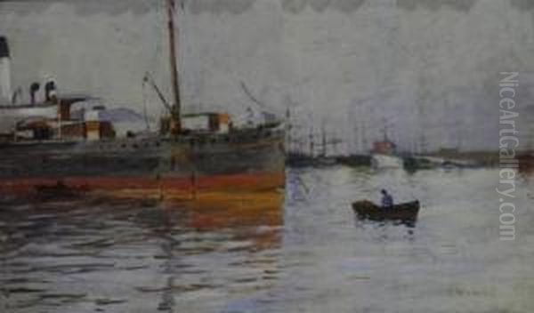 Porto Di Livorno Oil Painting by Guglielmo Micheli