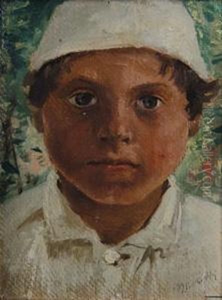 Portrait Of A Young Boy Oil Painting by Francesco Paolo Michetti