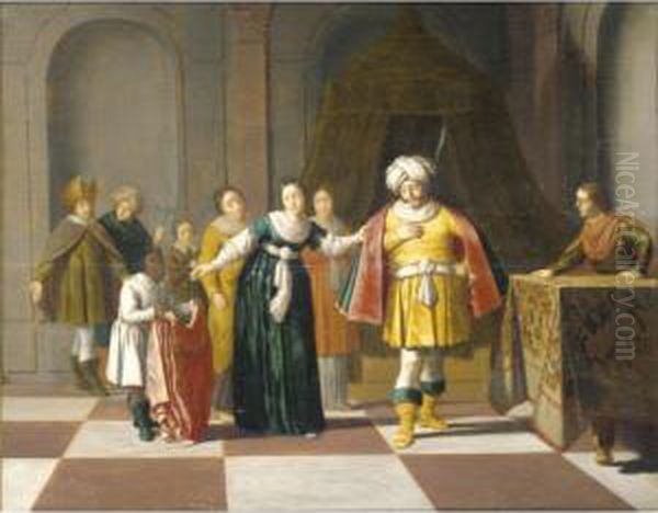 Potiphar's Wife Accusing Joseph Of Her Rape Oil Painting by Jan-Christiansz. Micker