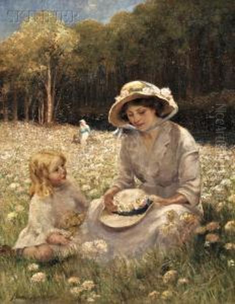 Gathering Flowers In The Field Oil Painting by Horace Middleton