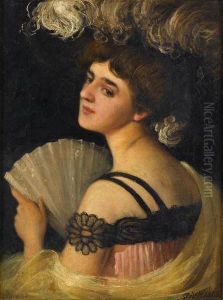 Dancer With Fan Oil Painting by Stanley Grant Middleton