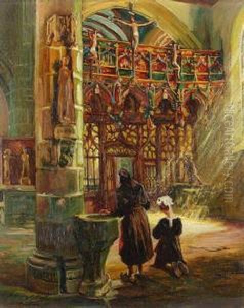 Interieur Der Kapelle St Oil Painting by Arthur Midy