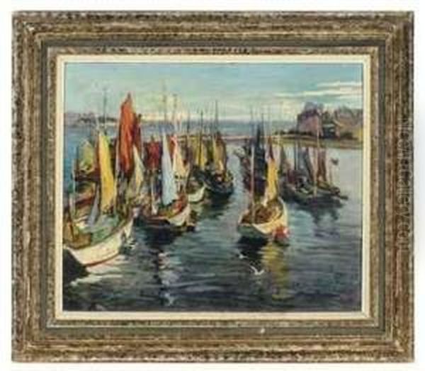 Thonniers A Concarneau Oil Painting by Arthur Midy