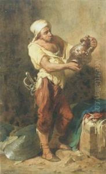 Turkish Man With Ewer Oil Painting by Emmanuel Adolphe Midy