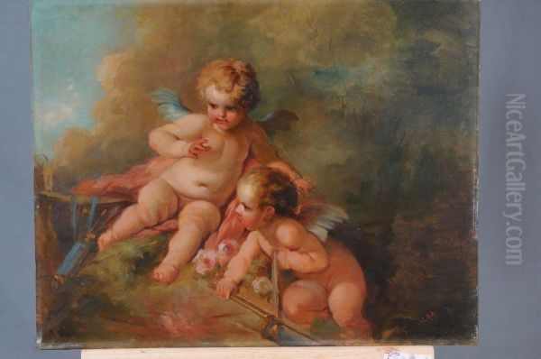  Le Jeu Des Amours  Oil Painting by Emmanuel Adolphe Midy