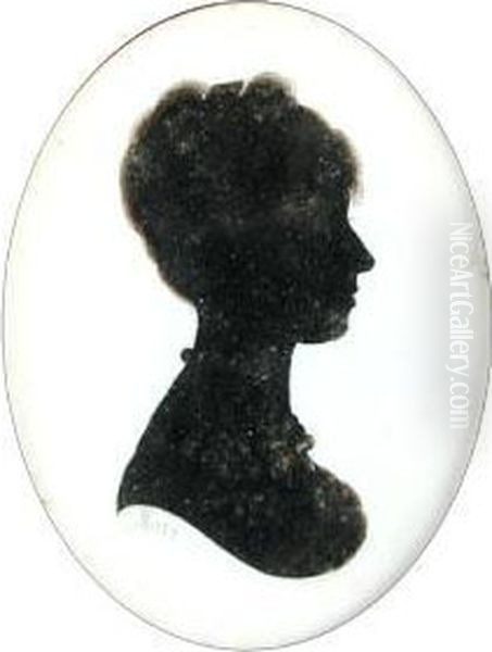 A Silhouette Of A Young Lady, Head And Shoulders, Oval Oil Painting by John Miers