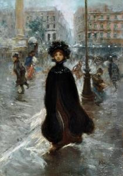 Una Via Di Parigi Oil Painting by Vincenzo Migliaro