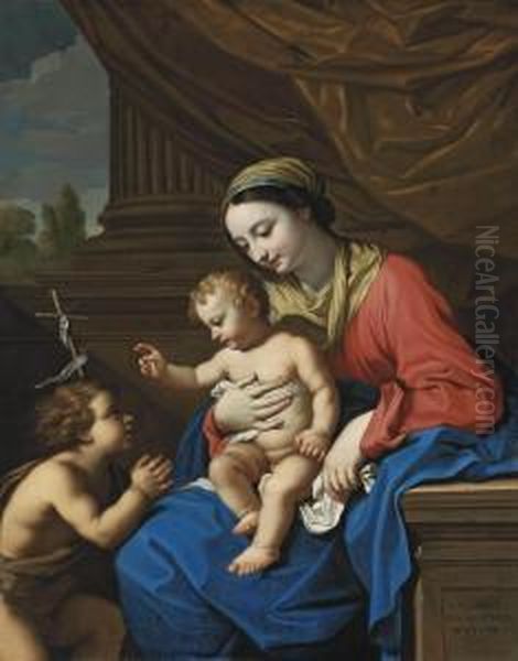 The Virgin And Child With The Infant Saint John The Baptist Oil Painting by Nicolas Mignard