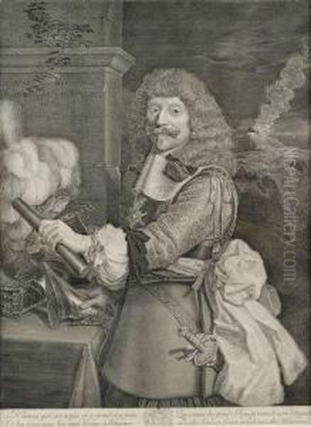 Portrait De Henri De Lorraine, Comte D'harcourt,dit Le Cadet A La Perle, Chevalier De L'ordre Du Saint - Esprit Etgrand Ecuyer De France Oil Painting by Nicolas Mignard