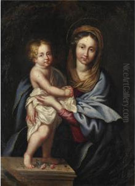 Madonna Col Bambino Oil Painting by Pierre Ii Mignard