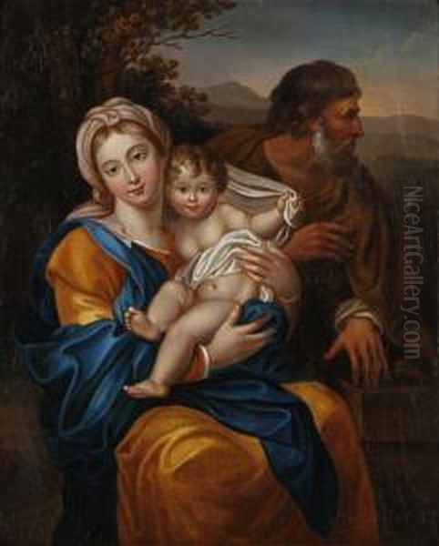 The Holy Family Oil Painting by Pierre Le Romain I Mignard