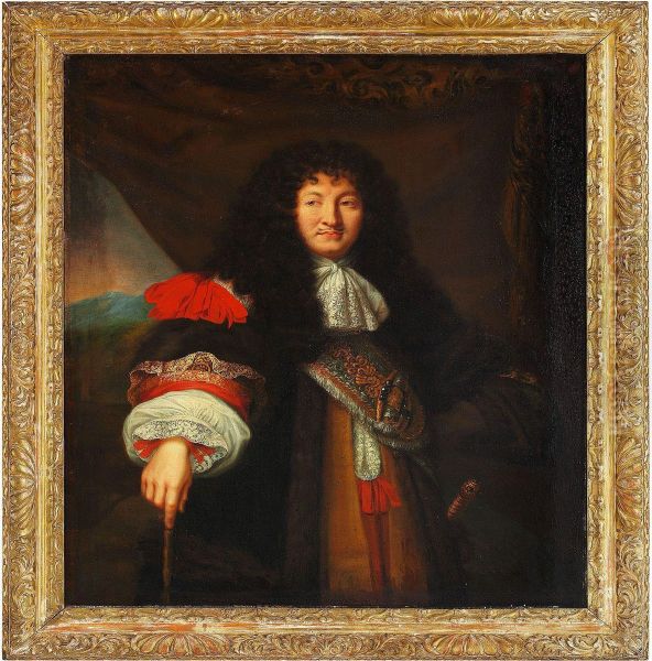 Portrait Of Louis Xiv Of France Oil Painting by Pierre Le Romain I Mignard