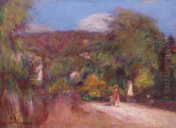 Paysage Anime En Provence Oil Painting by Lucien Mignon