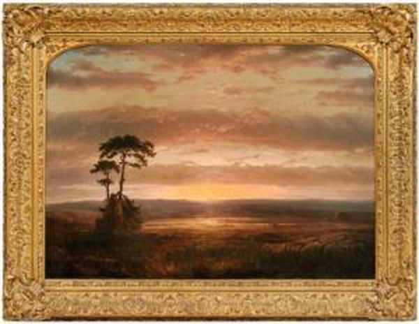 Solitude Or Sunset Oil Painting by Louis Remy Mignot