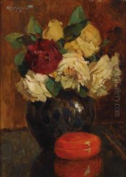 Vaso Di Fiori Oil Painting by Victor Mignot