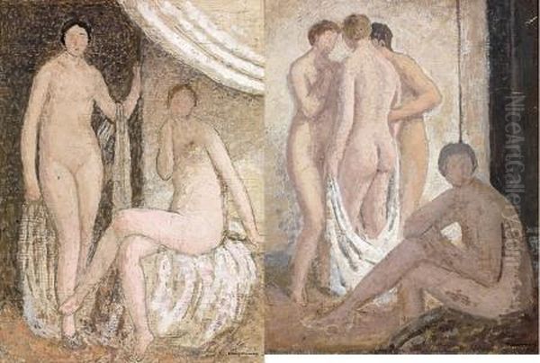 Jeunes Femmes Au Hammam Oil Painting by Jules Migonney