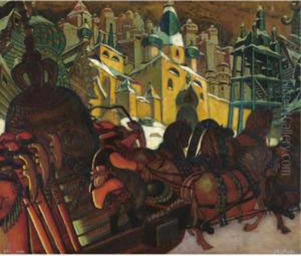 View Of A Kremlin Oil Painting by Leonid Mikhailovich