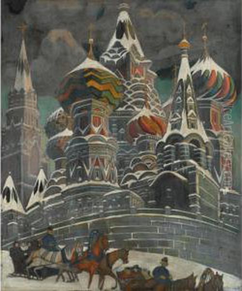 St. Basil's Cathedral, Moscow Oil Painting by Leonid Mikhailovich