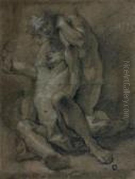 Deux Hommes Luttant Oil Painting by Aureliano Milani