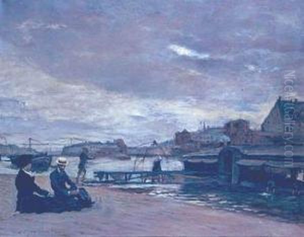 Lavoir A Nantes Oil Painting by Charles Milcendeau