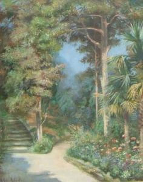 In The Garden Of The Villa Roseberry Oil Painting by Annie Stewart Miles