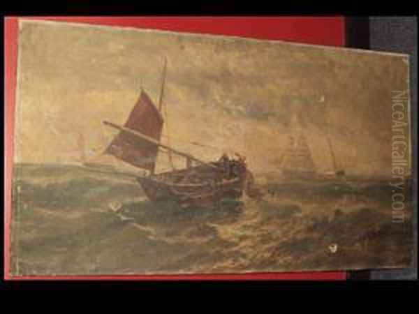 Drifting The Herring Nets Oil Painting by Thomas Rose Miles