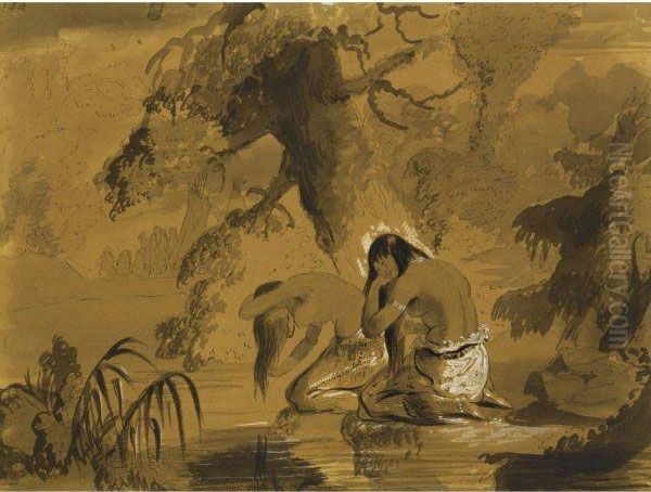 Female Indians Toilet Oil Painting by Alfred Jacob Miller