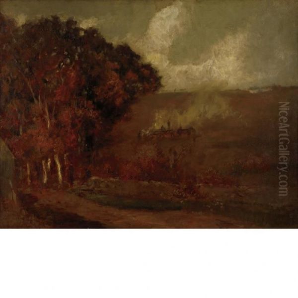 Burning The Fields Oil Painting by Charles Henry Miller