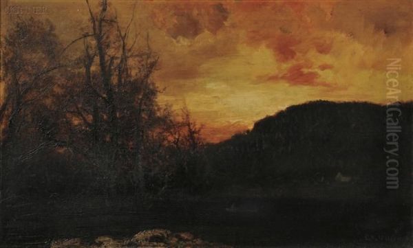 Evening Glow On The Lake Oil Painting by Charles Henry Miller