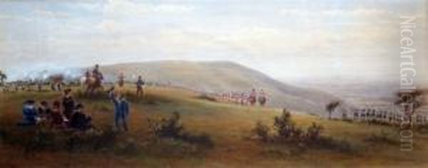 Military Manouvres On Devils Dyke Oil Painting by Frederick Miller