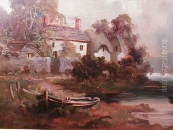 A Pair Of Rural Landscapes Oil Painting by J.R. Miller