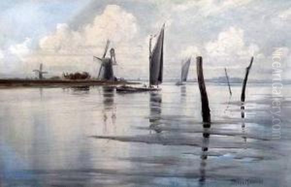 Nearing Breydon Oil Painting by Marshall John Miller